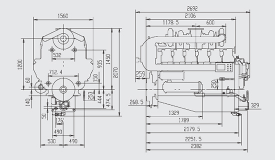 Overall Dimension of Z12VB Diesel Engine