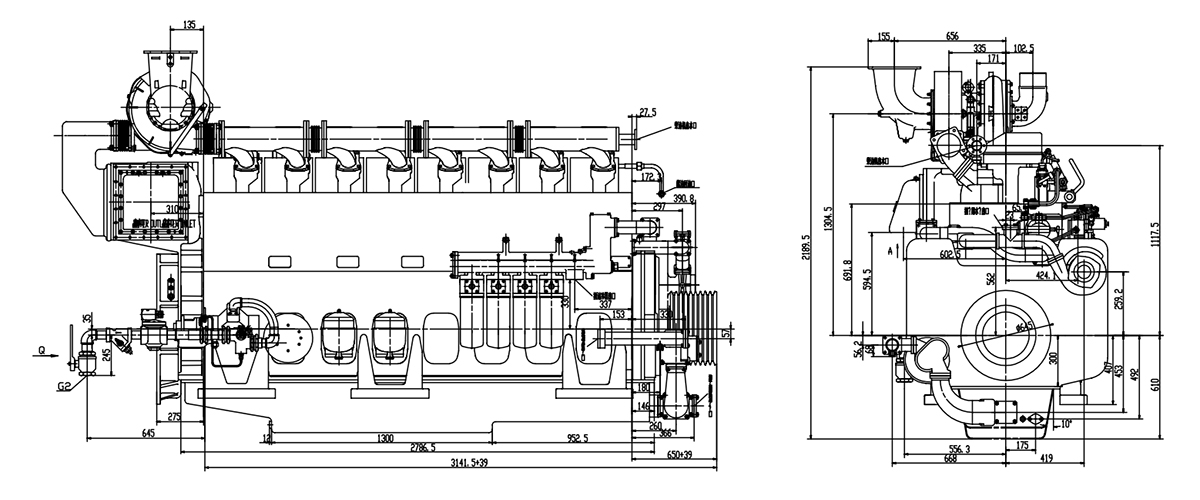 The project drawing of exterior view and interface size